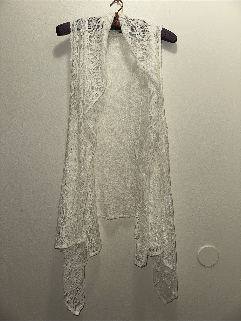 White Lace Drape Vest